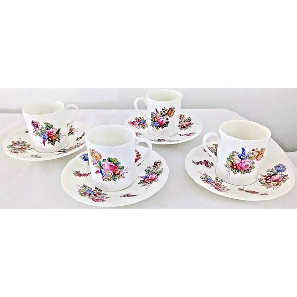 Antique Coalport Sèvres Demitasse Cups & Saucers – Circa 1812 – Set of 4 - Picture 1 of 8